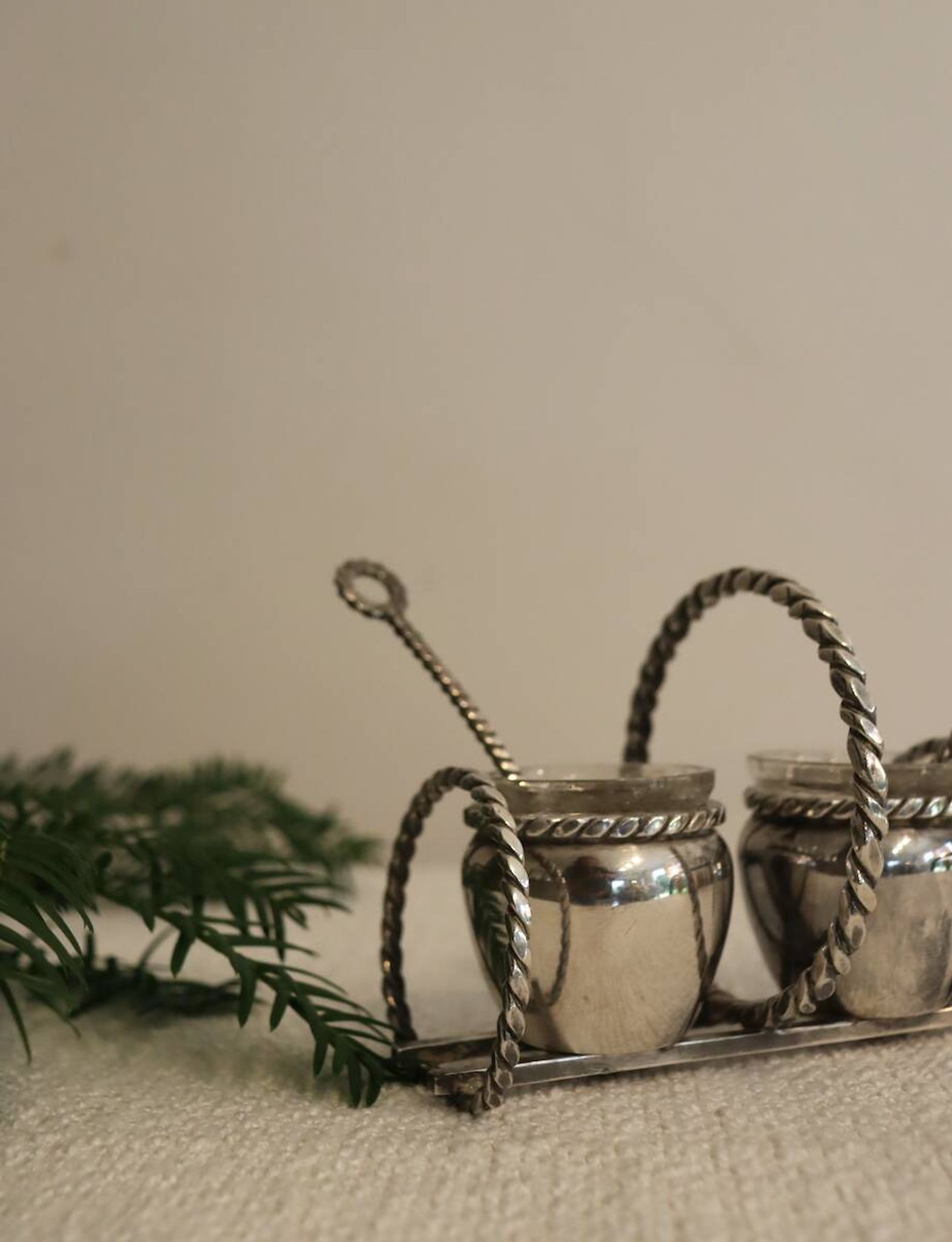Silver-plated metal salt and pepper shakers