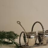 Silver-plated metal salt and pepper shakers