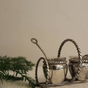Silver-plated metal salt and pepper shakers