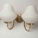 Pair of 60s brass and opaline sconces