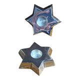 Pair of candlesticks, Star of David, silver-plated metal