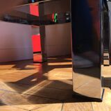 Table basse en méta chromé et verre fumé, années 1980