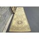 1970s Turkish Oushak Handmade Wool Cotton Yellow Runner 86x335