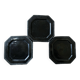 Set of 3 octagonal glazed earthenware plates with pearls, Biot 1950.