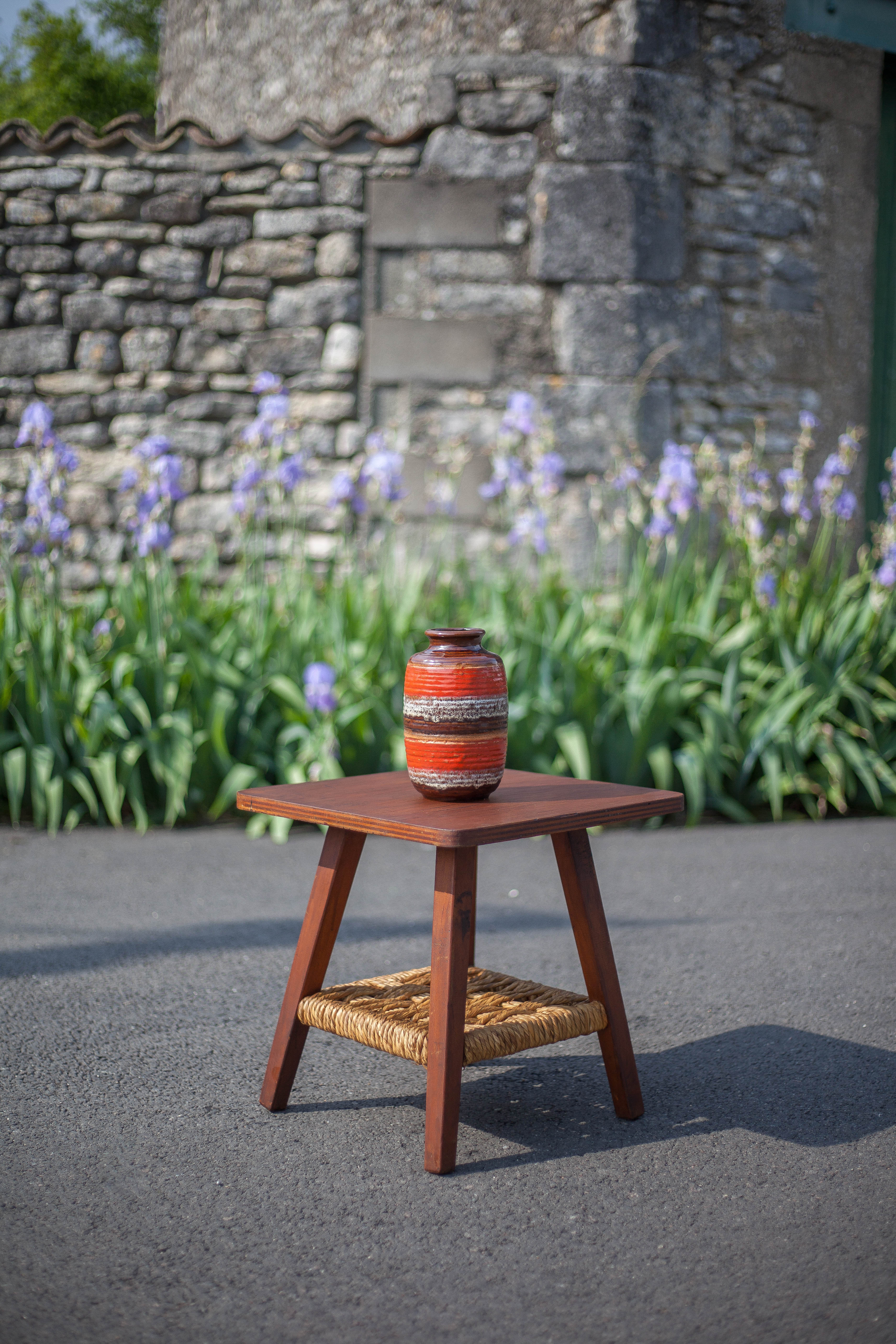 Vintage wooden coffee table and rope