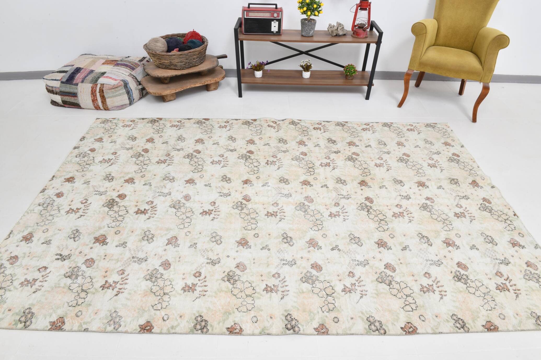 Tapis vintage en laine tapi beige 286x186