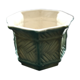 Barbotine planter with cane decor