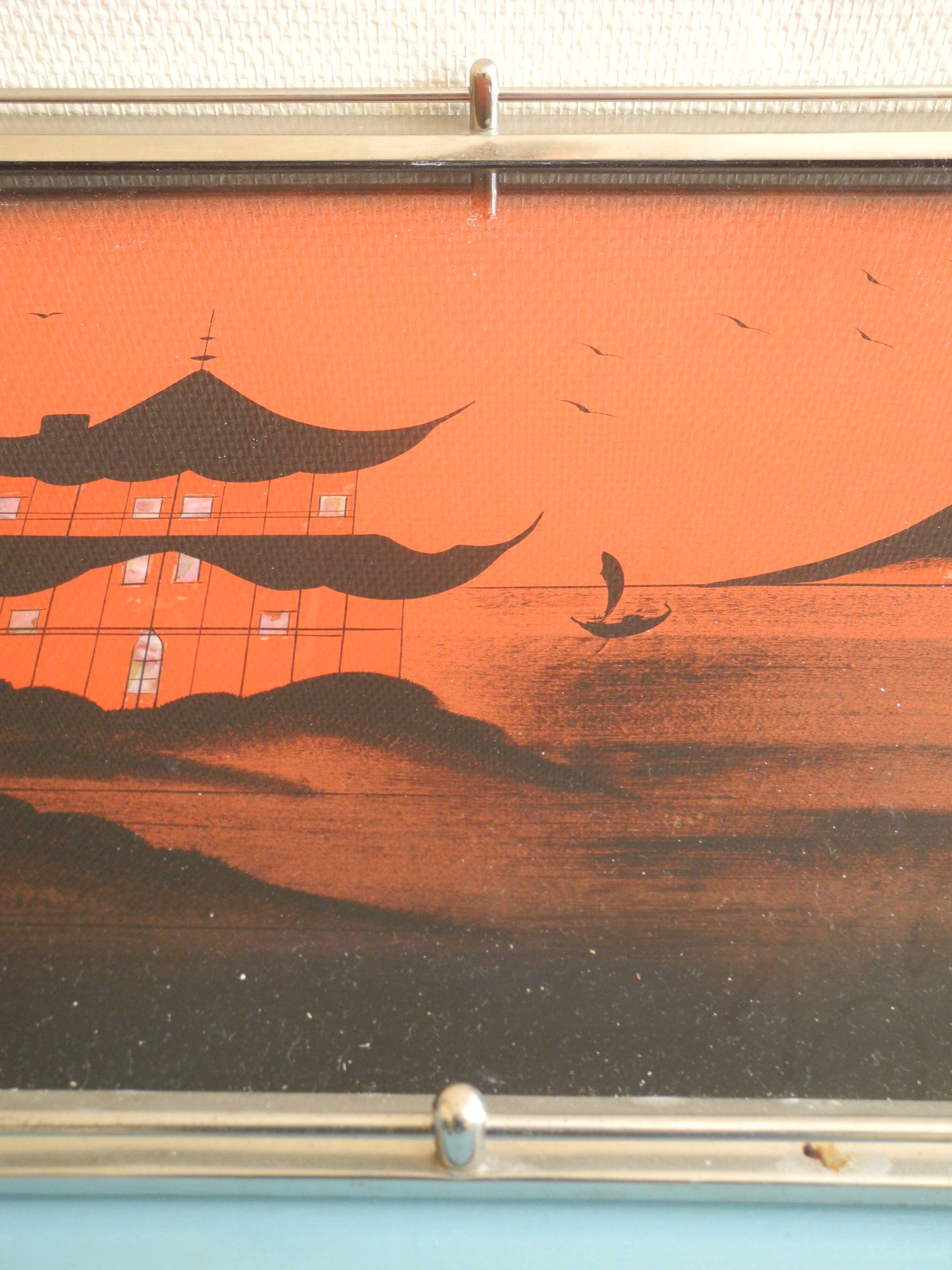 Art Deco style Asian plateau antique pagoda tray Japonais decor