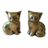 Set of two cats Brass paperweight 1970