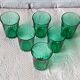 6 verres 12 cl rétro verre vert émeraude france, petits verres vintage