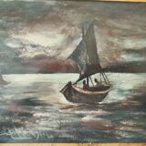 peinture à l'huile marine sur bois - Mirra Lapi (Santa Croce sull'Arno 20ème siècle)