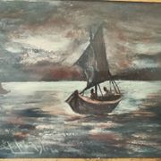 peinture à l'huile marine sur bois - Mirra Lapi (Santa Croce sull'Arno 20ème siècle)