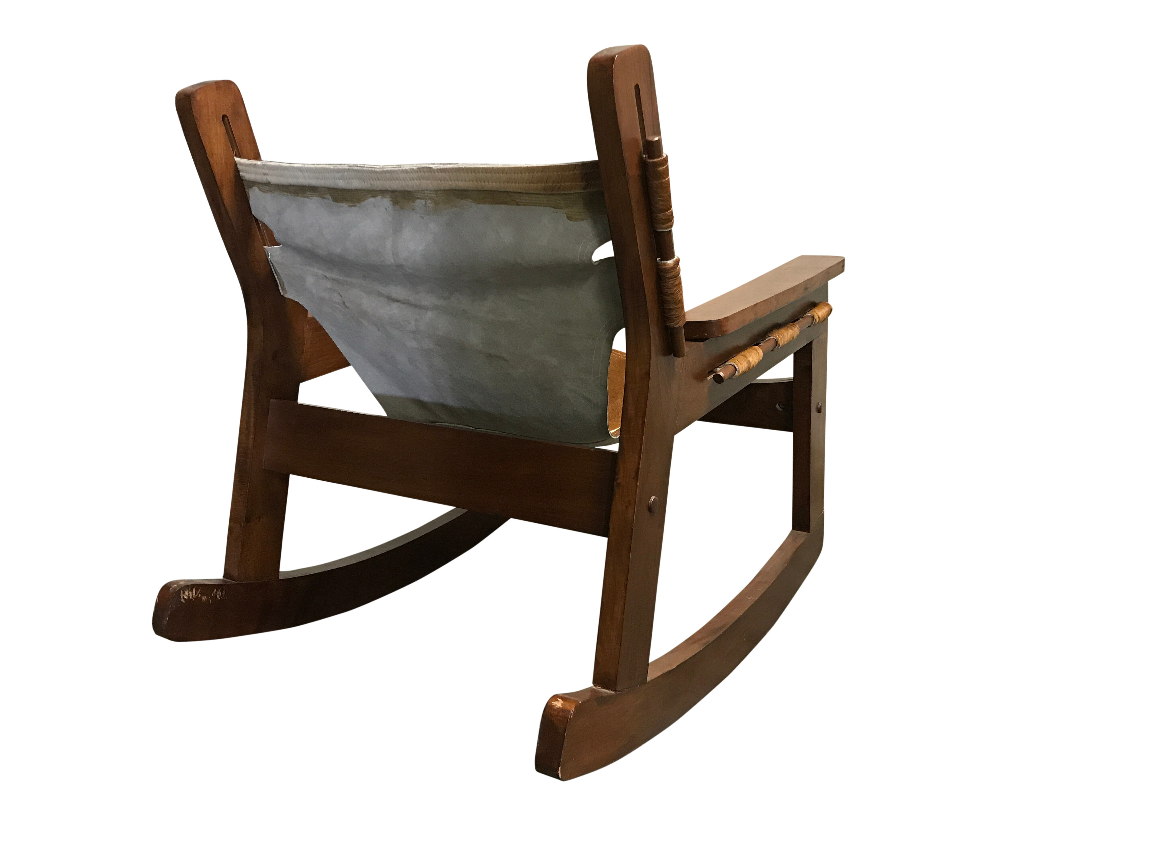 Vintage brazilian cowhide rocking chair, 1950s