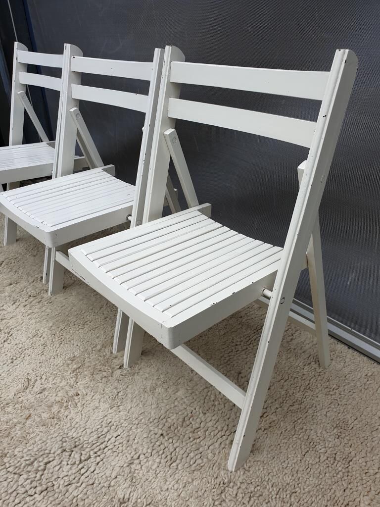 Set 3 folding chairs wood