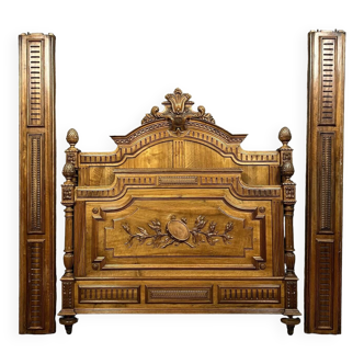 Louis XVI style center bed in fully carved walnut circa 1880