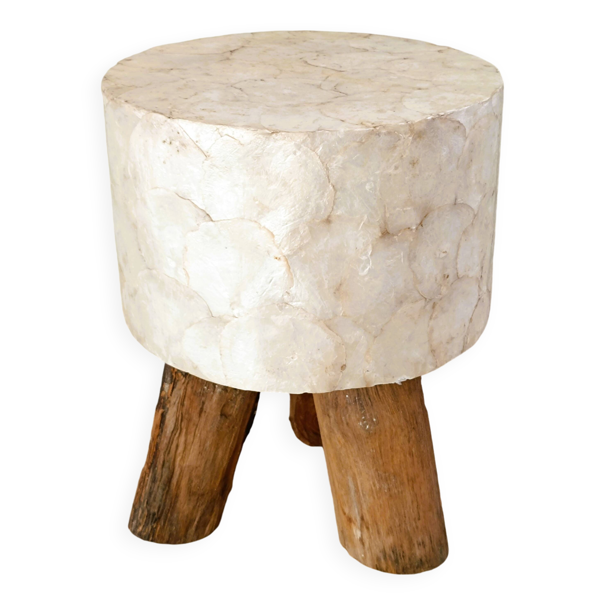 Capiz Tripod Round Stool