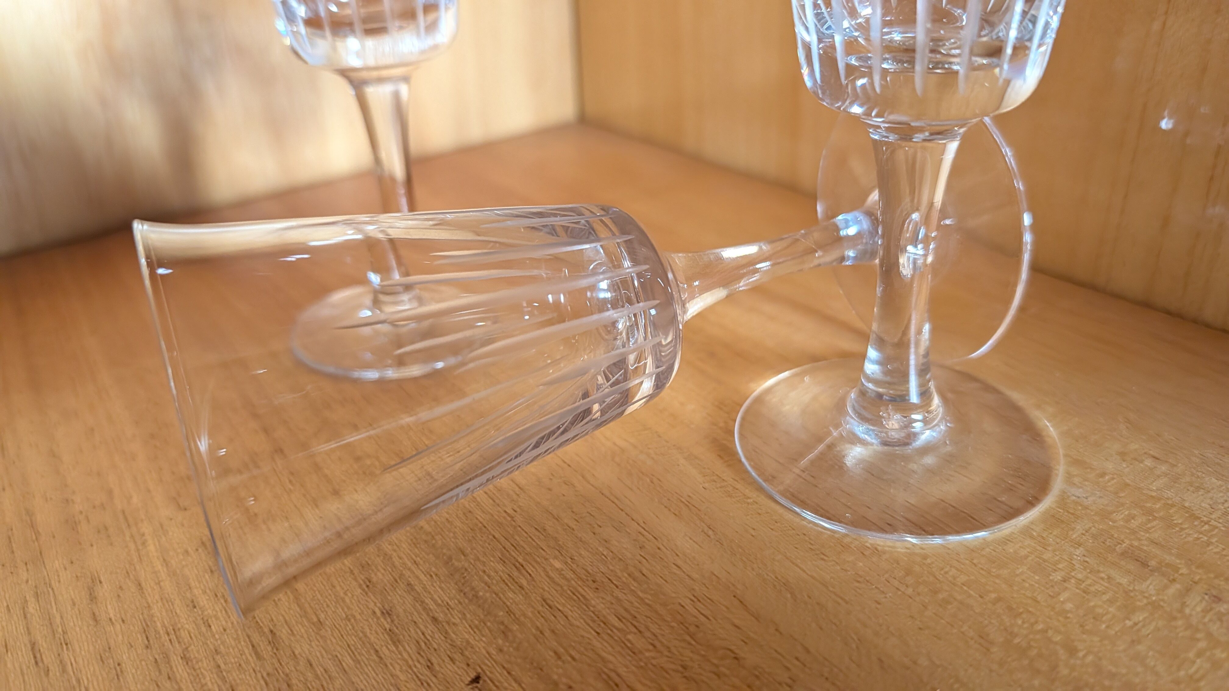 6 vintage cut glass goblets