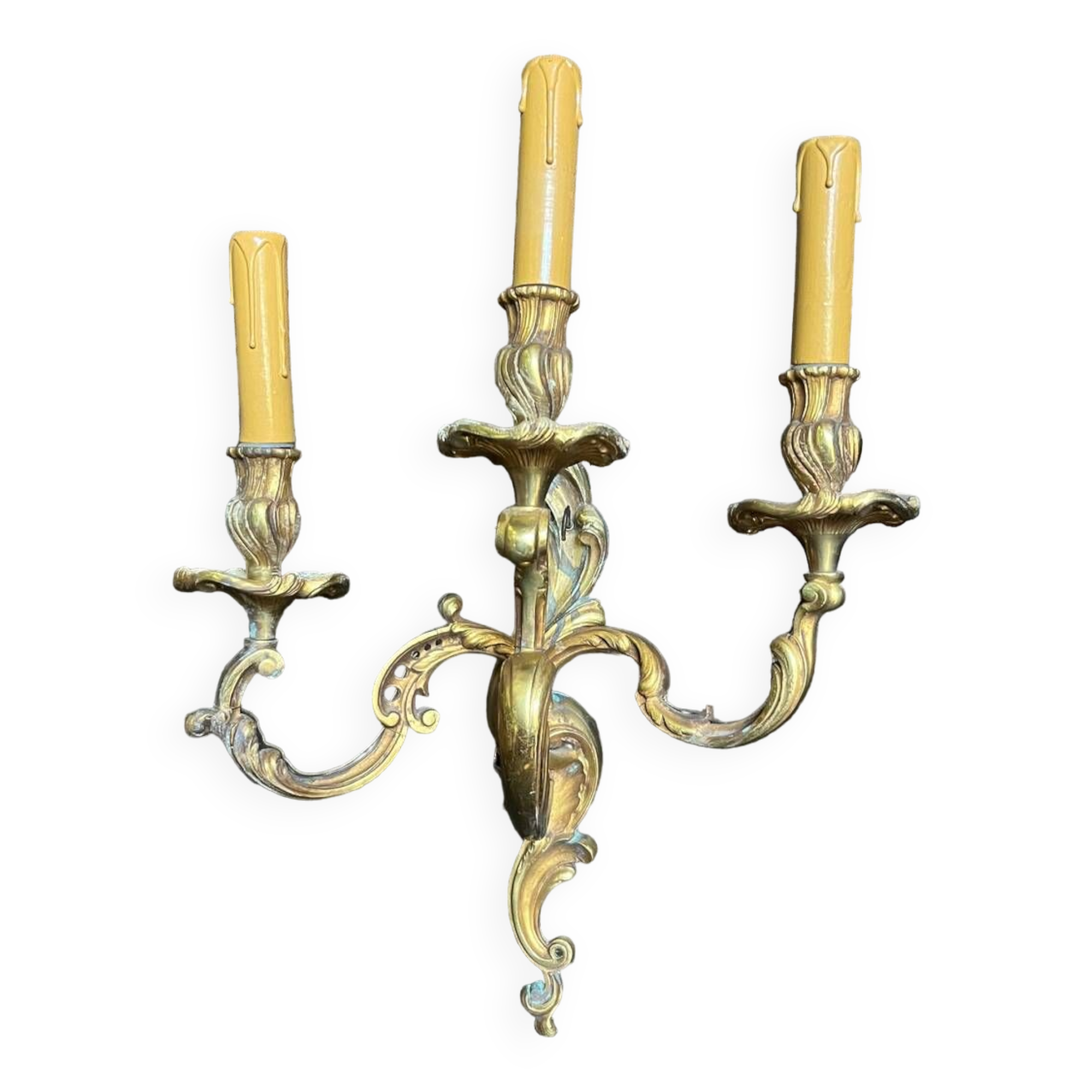 Vintage golden bronze 3-light wall light