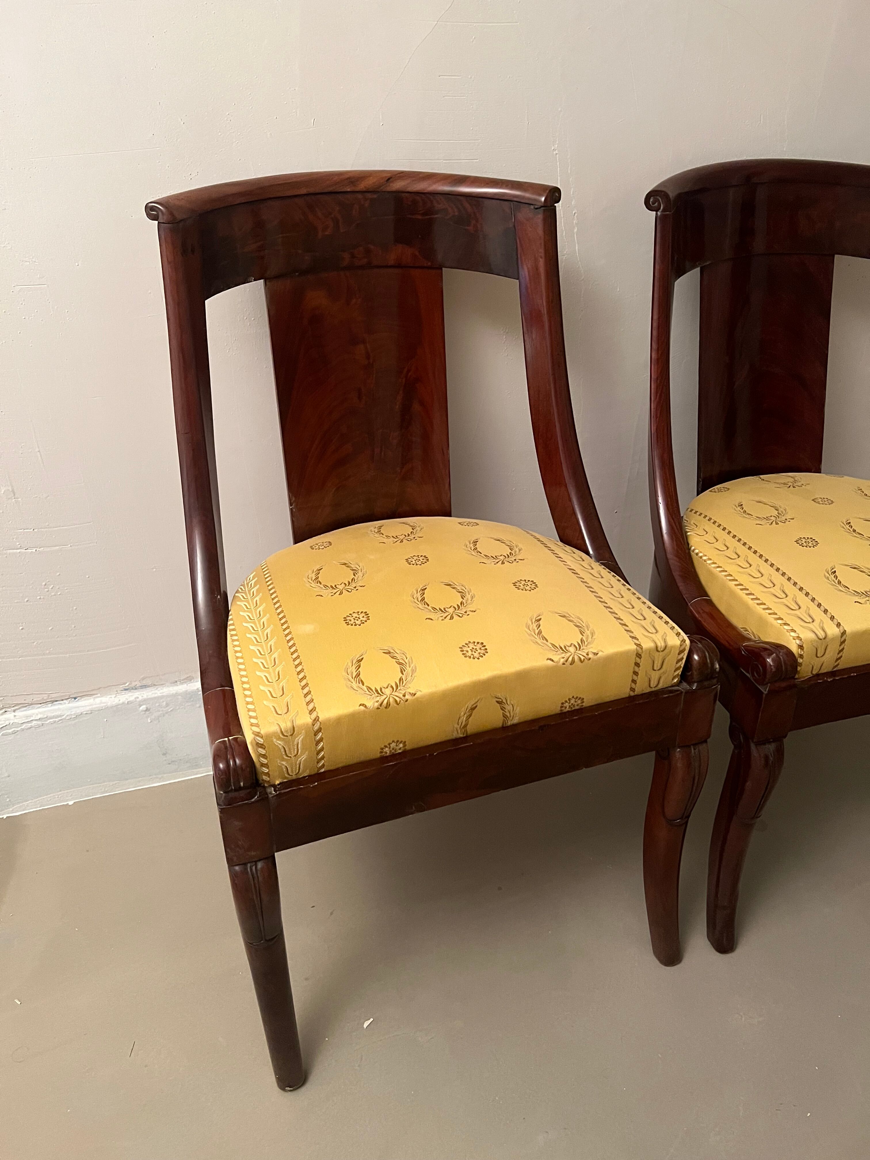 Pair of mahogany empire chairs