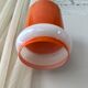 Suspension en verre opalin orange & blanc