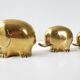 Suite de 3 éléphants en laiton vintage 1970