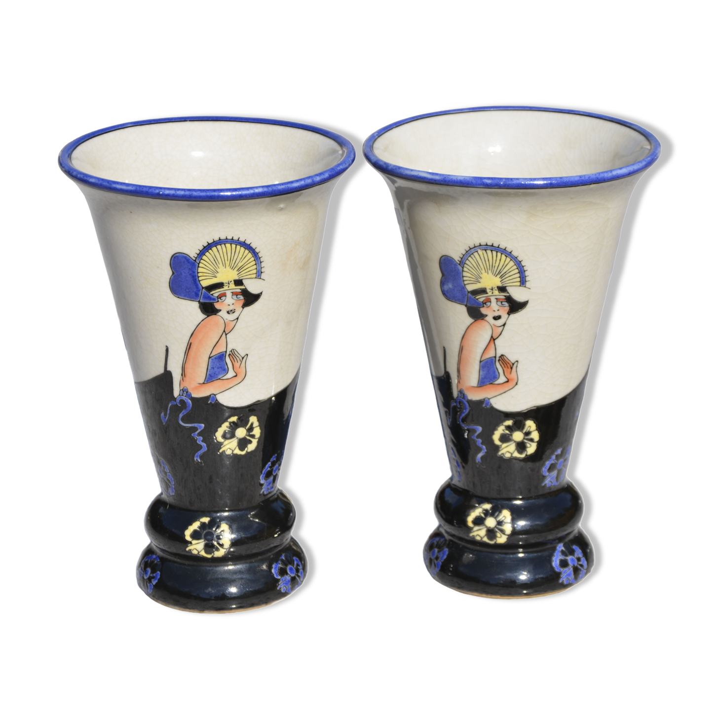 Paire de vases Emaux de Louvière