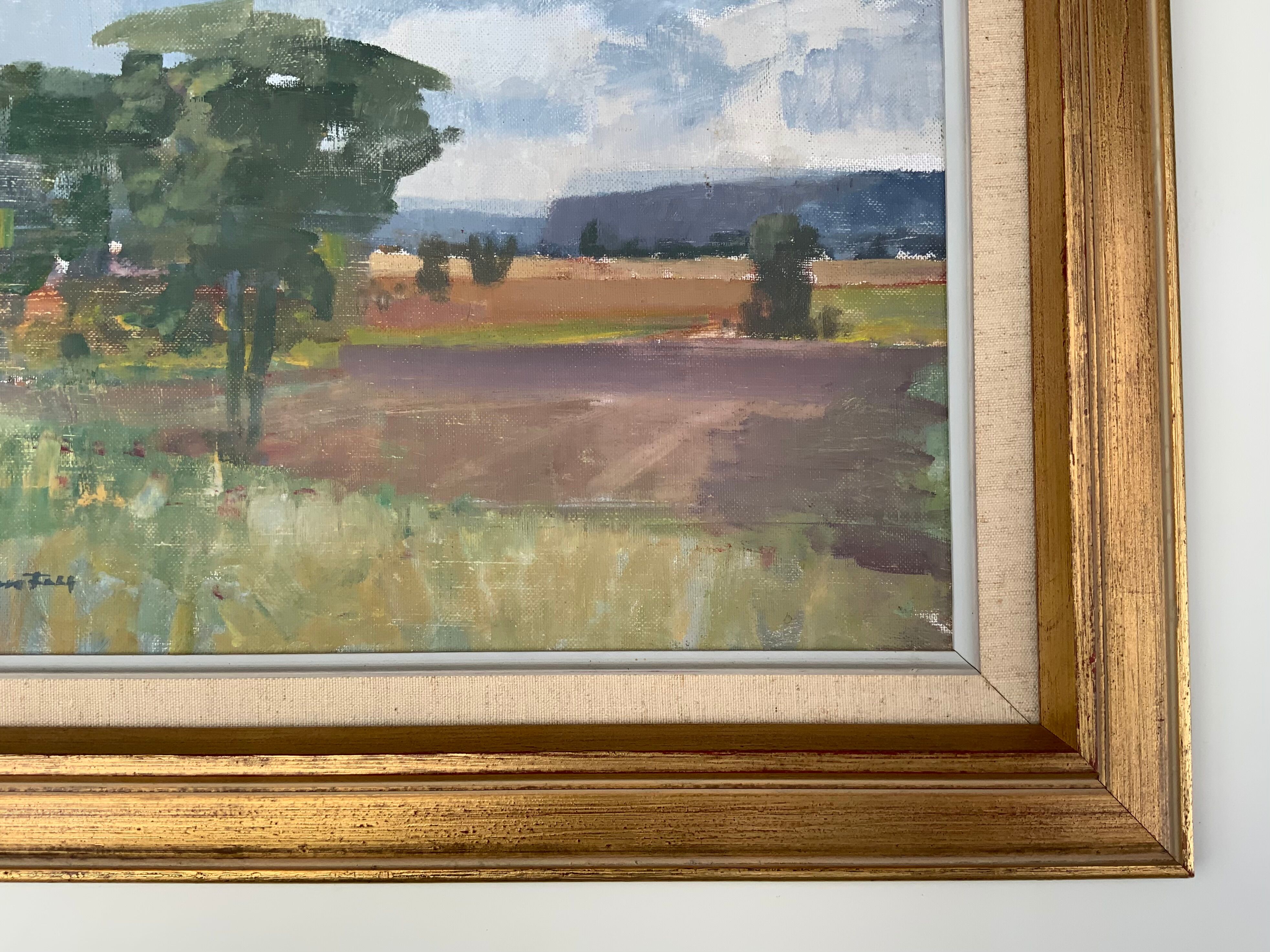 Swedish Modernist Landscape Oil Painting 1960s