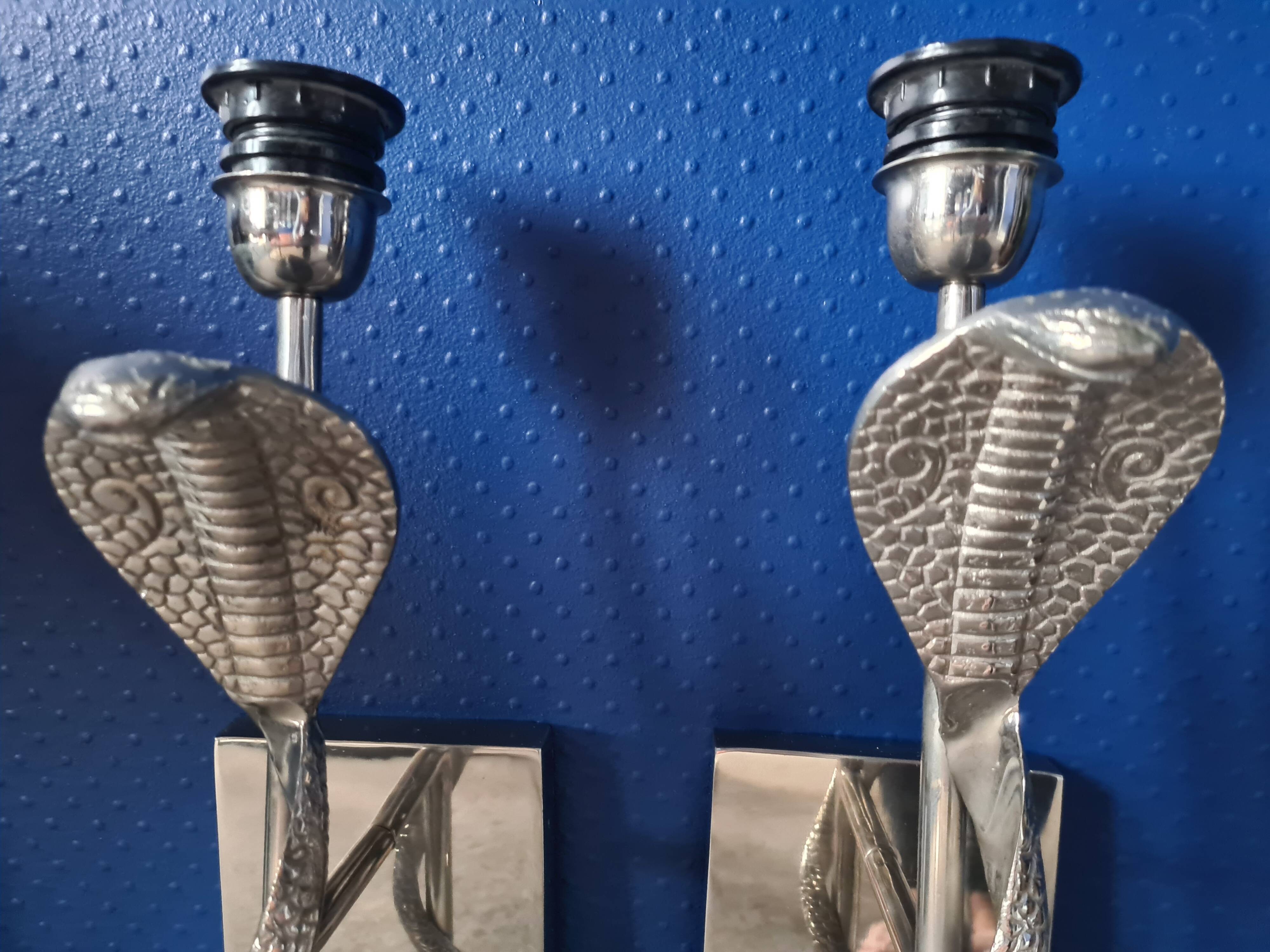 Heavy Pair of Cobra Wall Lights
