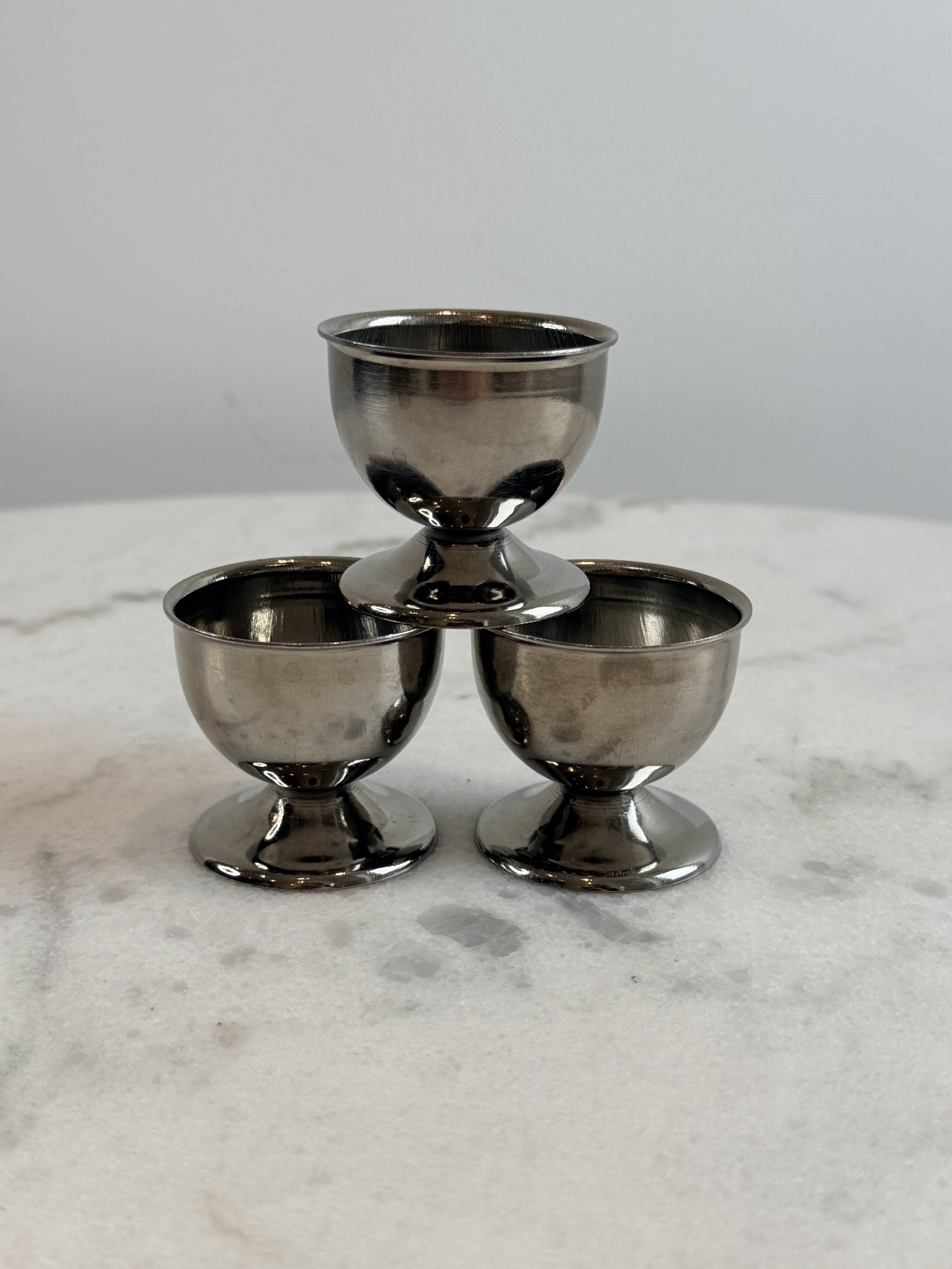 Lot de 3 coquetiers en inox