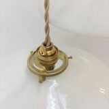 Series of two vintage pendant lights in white opaline