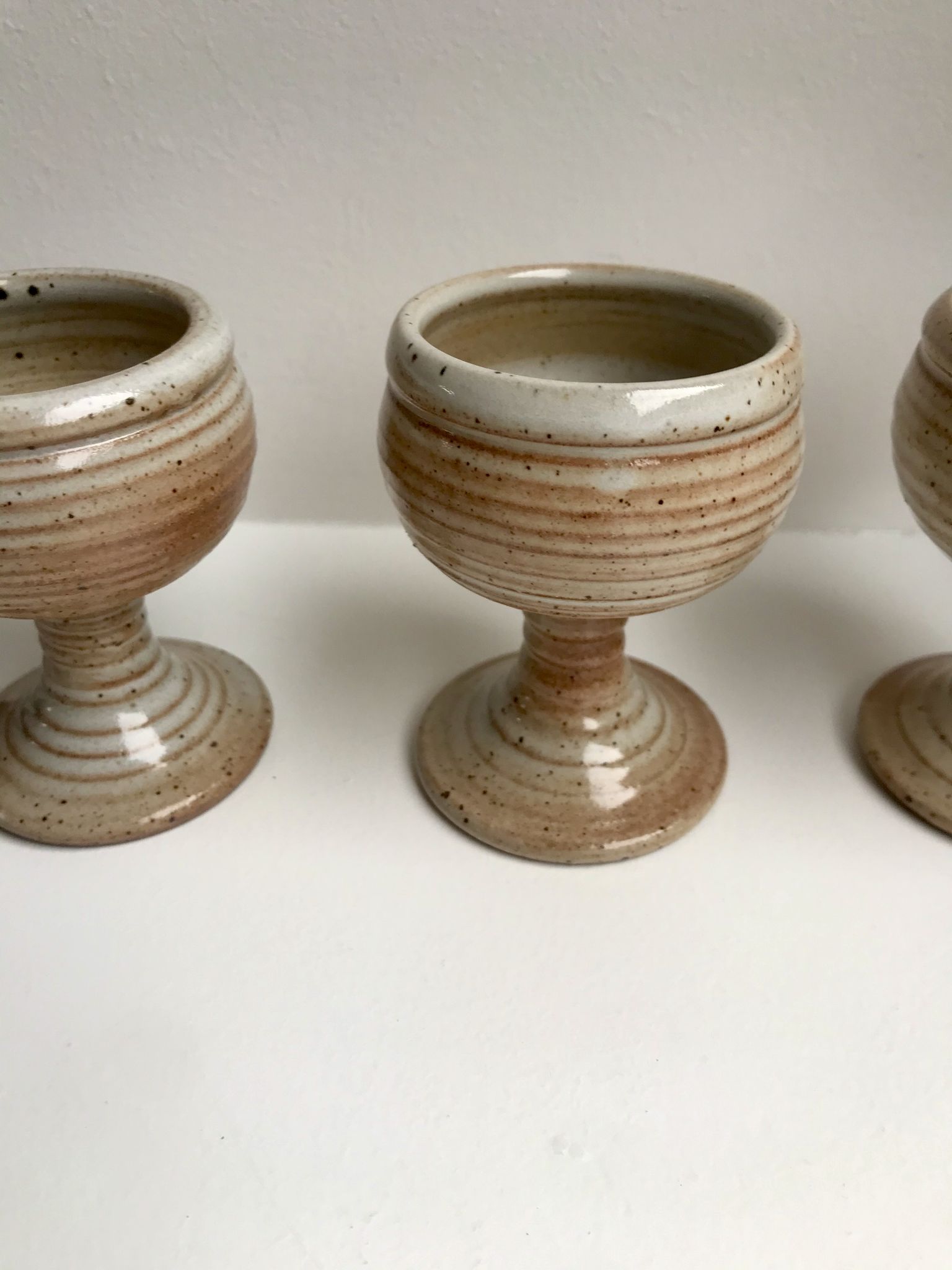 Trio de coquetiers en grès du marais années 60-70