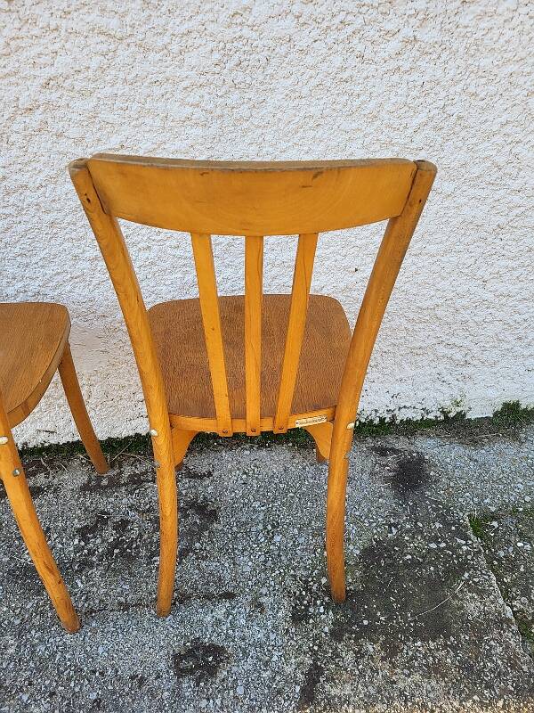 Pair of monobloc bistro chairs