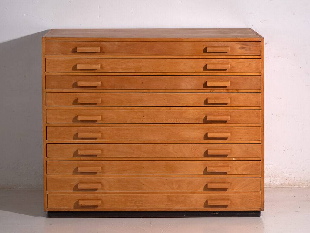 Antique plan cabinet made of beech wood – Slovakia, circa 1960
