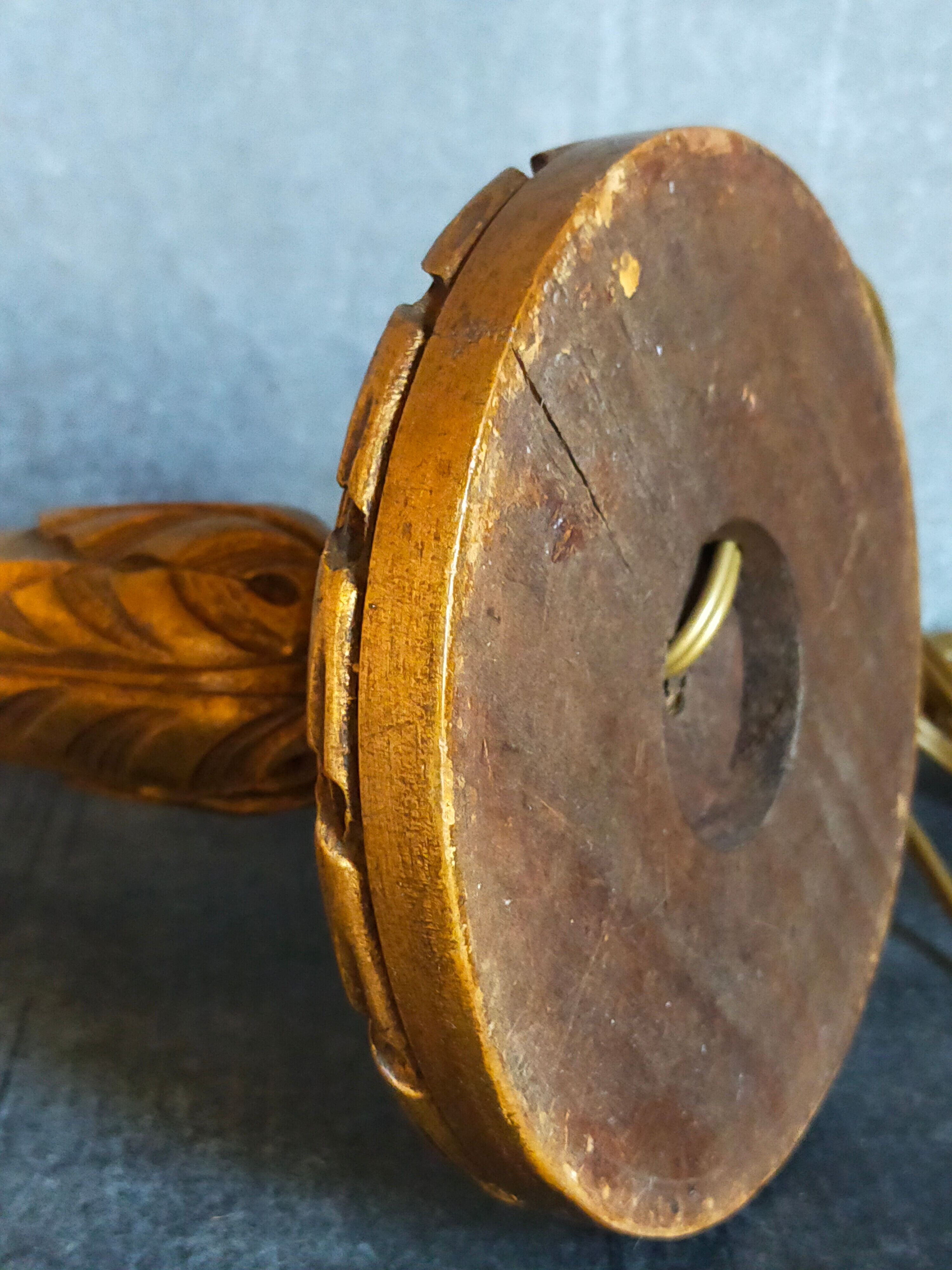 Lamp foot turned carved antique patina