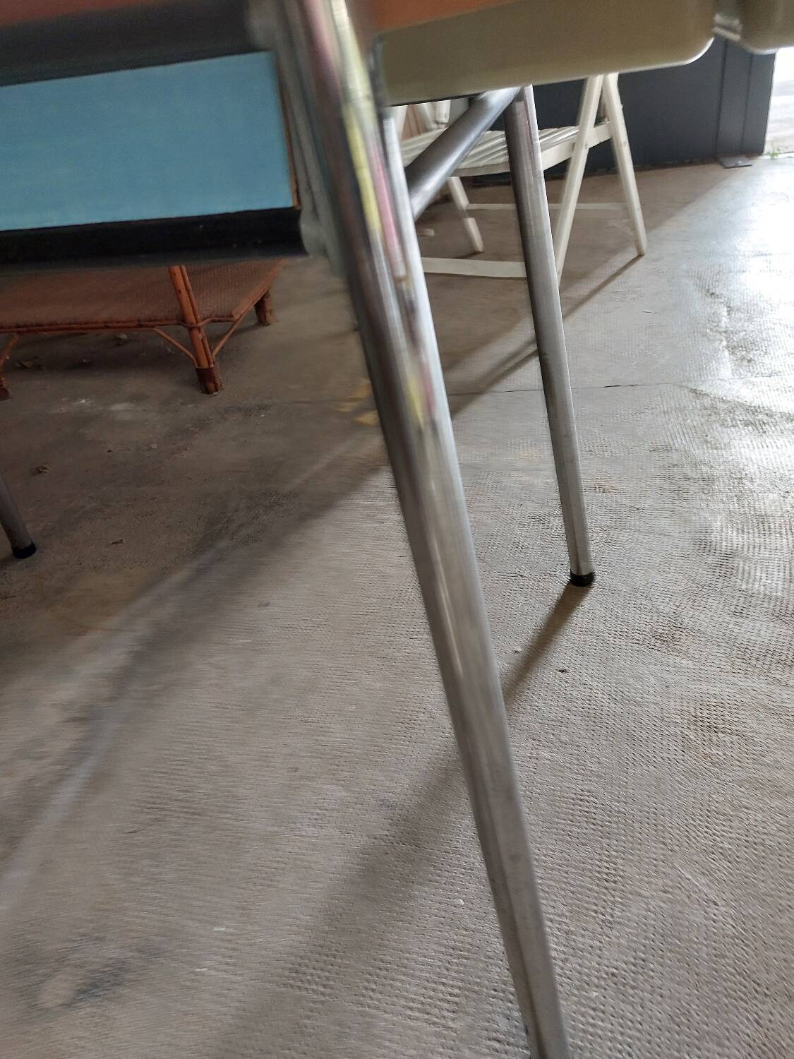 Blue formica table