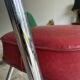 2 vintage red faux leather chairs