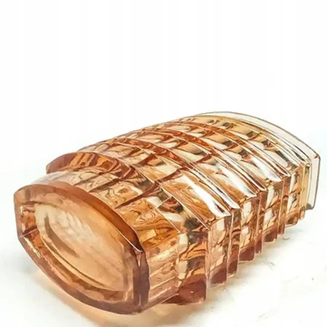 Optical vase, mid-century modern, orange glass, designed by J. Drost, Ząbkowice, Poland, 1970s