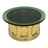 Mid-century Modern Italian Murano Glass and Brass Coffee Table, 1970s