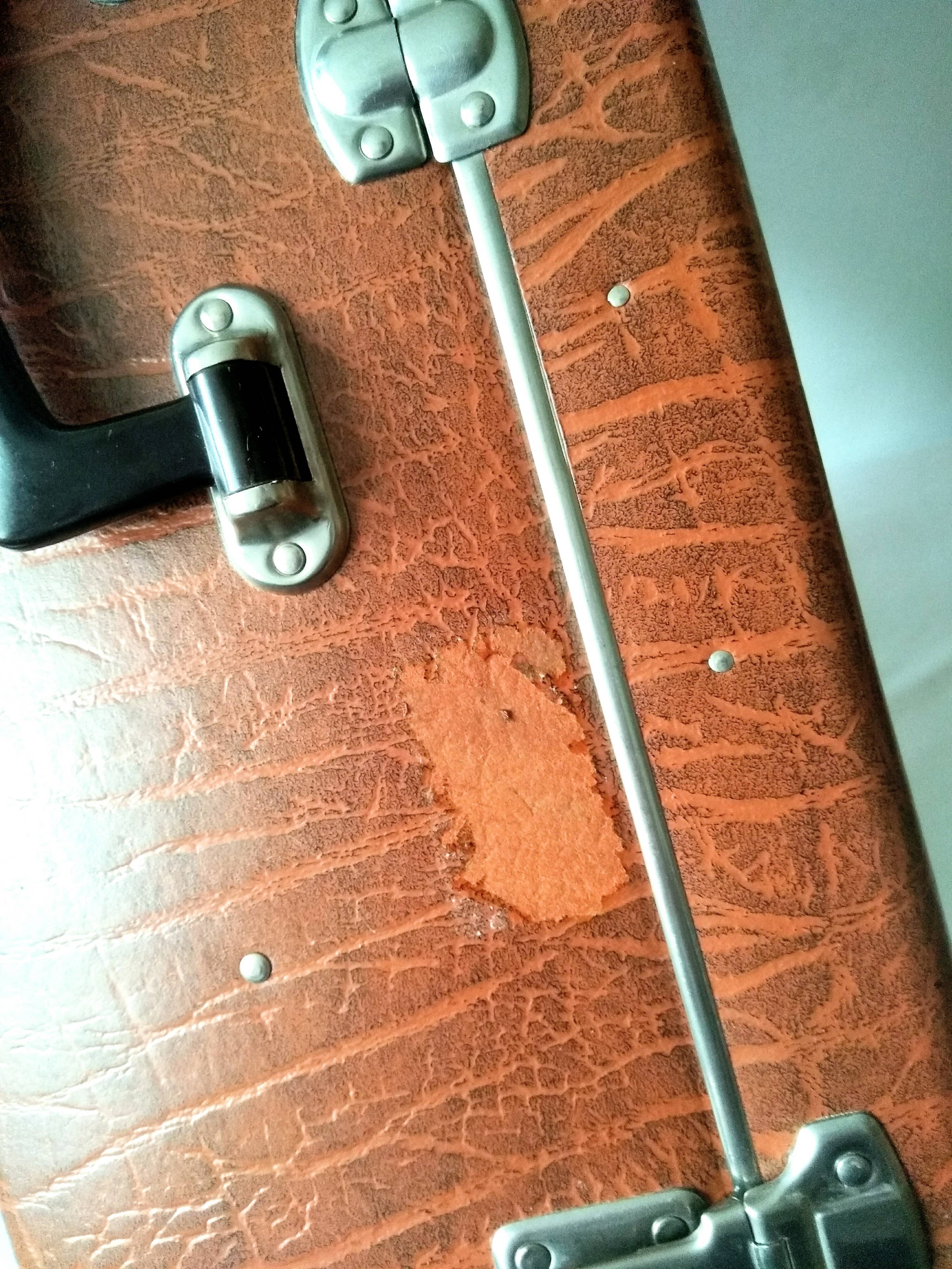 Large light brown cardboard suitcase and decorative vintage year 50 60 70 in very good condition