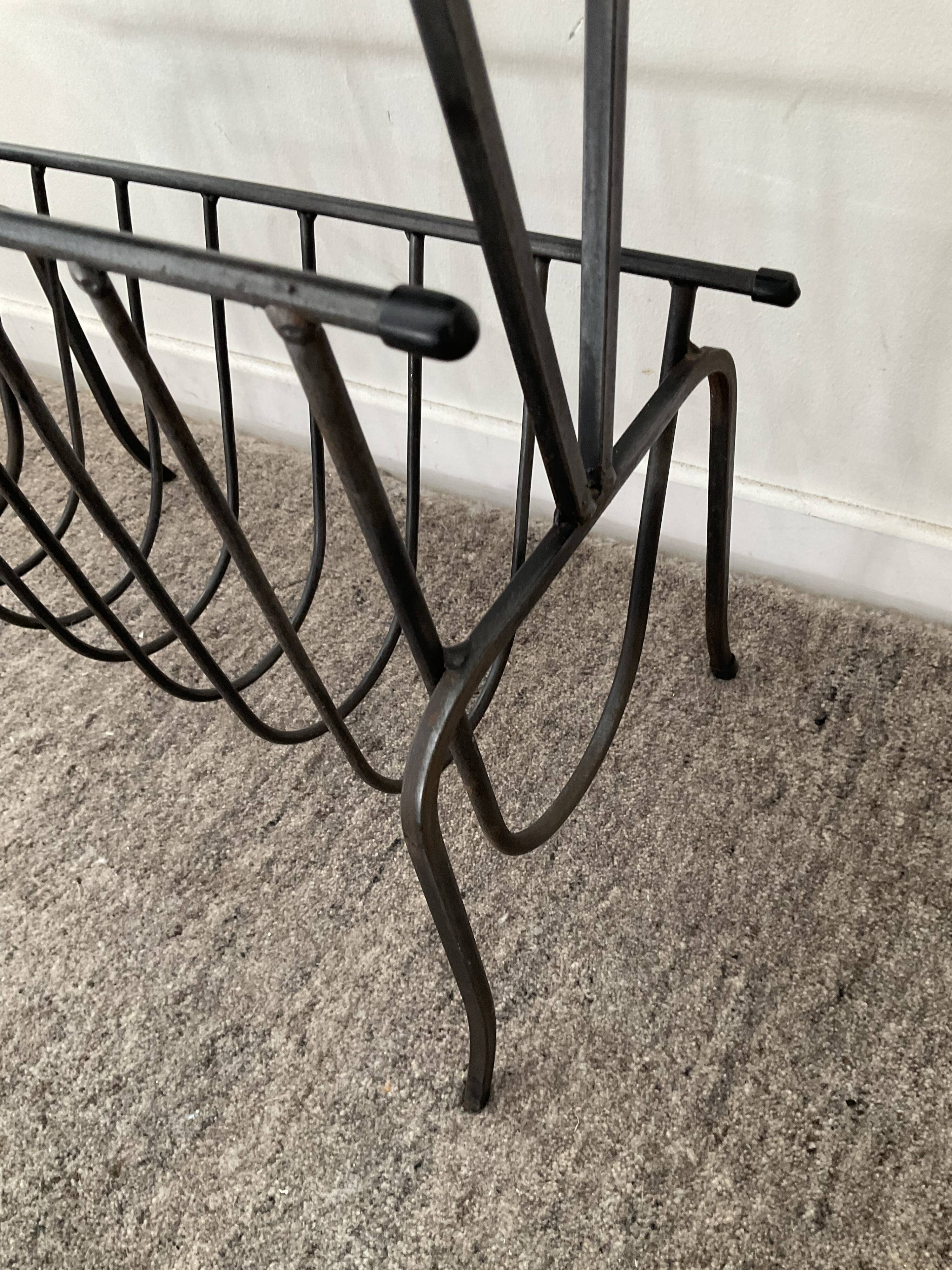 Vintage magazine holder with side table from the 60s and 70s