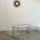 Vintage tubular coffee table glass top, Italian design of the 70s