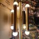 Gold metal pendant chandelier, Italy - 1970