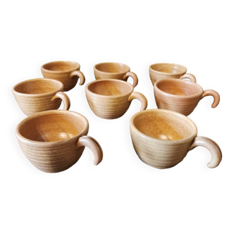 Set of 8 large vintage stoneware cups