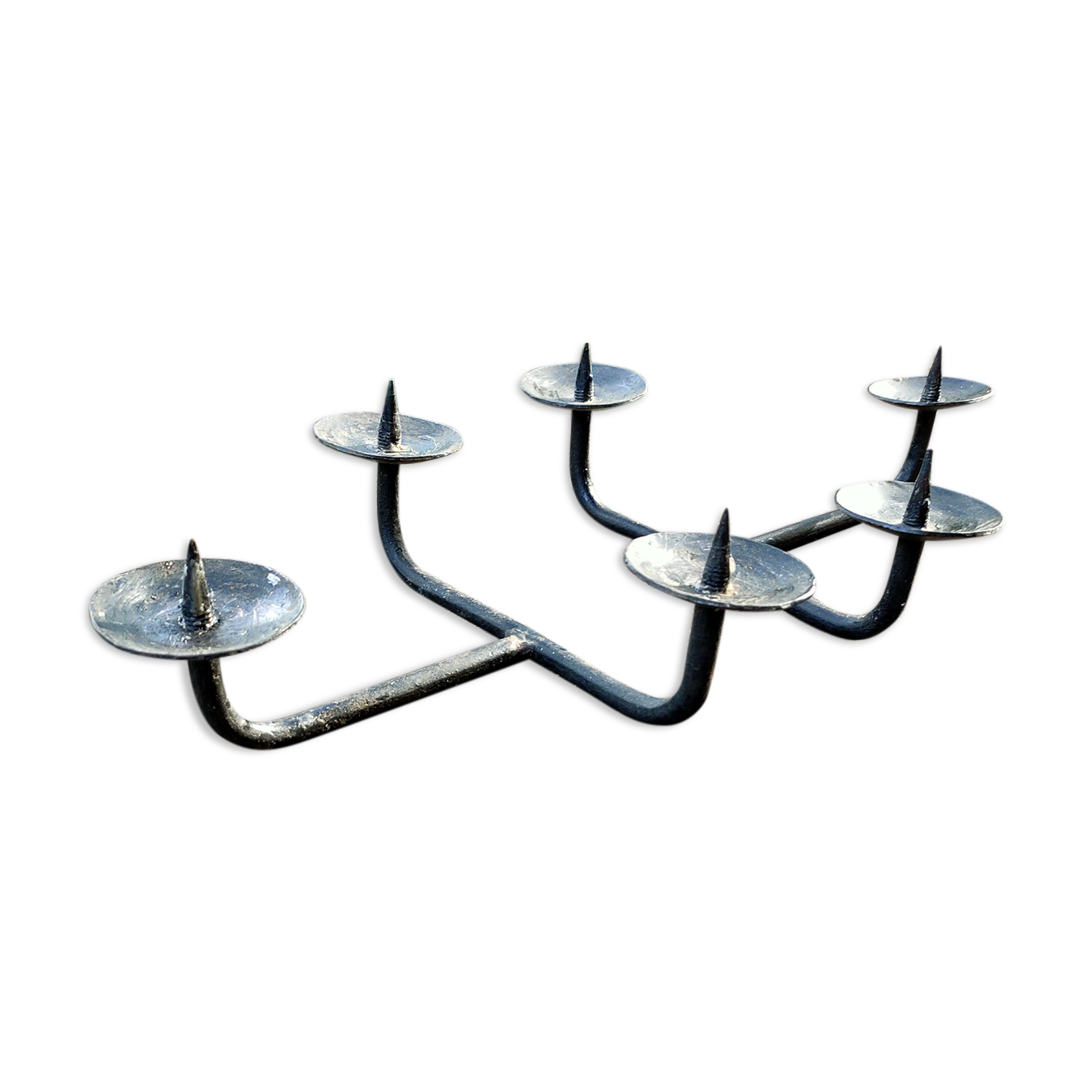 Brutalist cast iron candle holders.