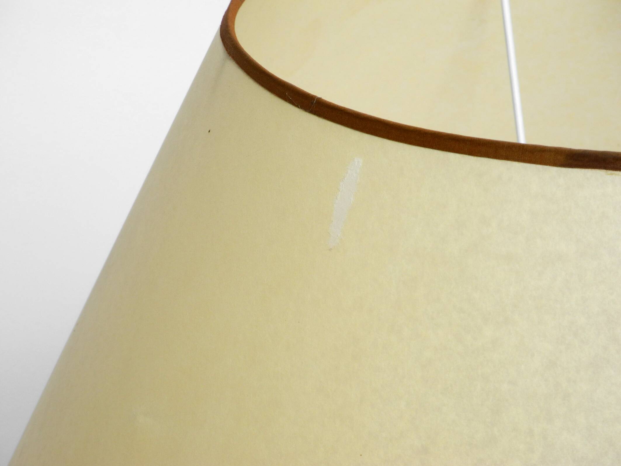 Large 1970s Italian bamboo table lamp with large oiled paper shad