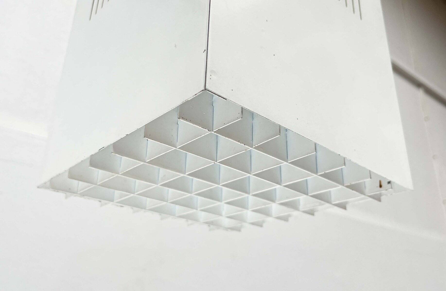 Modern minimalist cube ceiling light from the mid-century, Finland, 1960s.