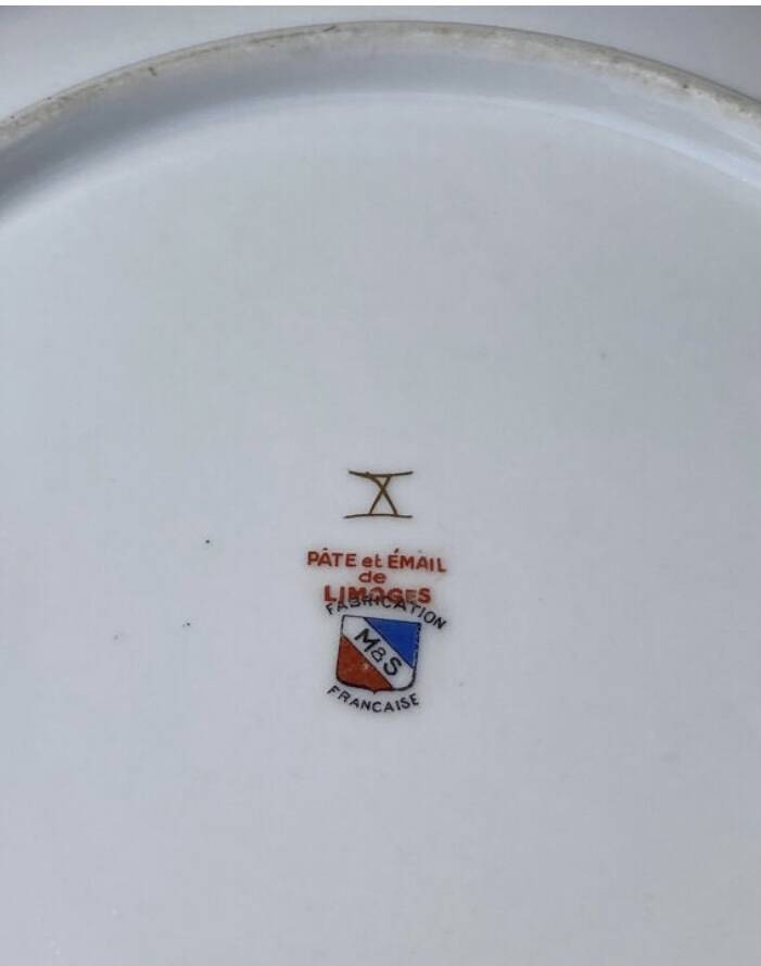 Gold Limoges porcelain cake dish