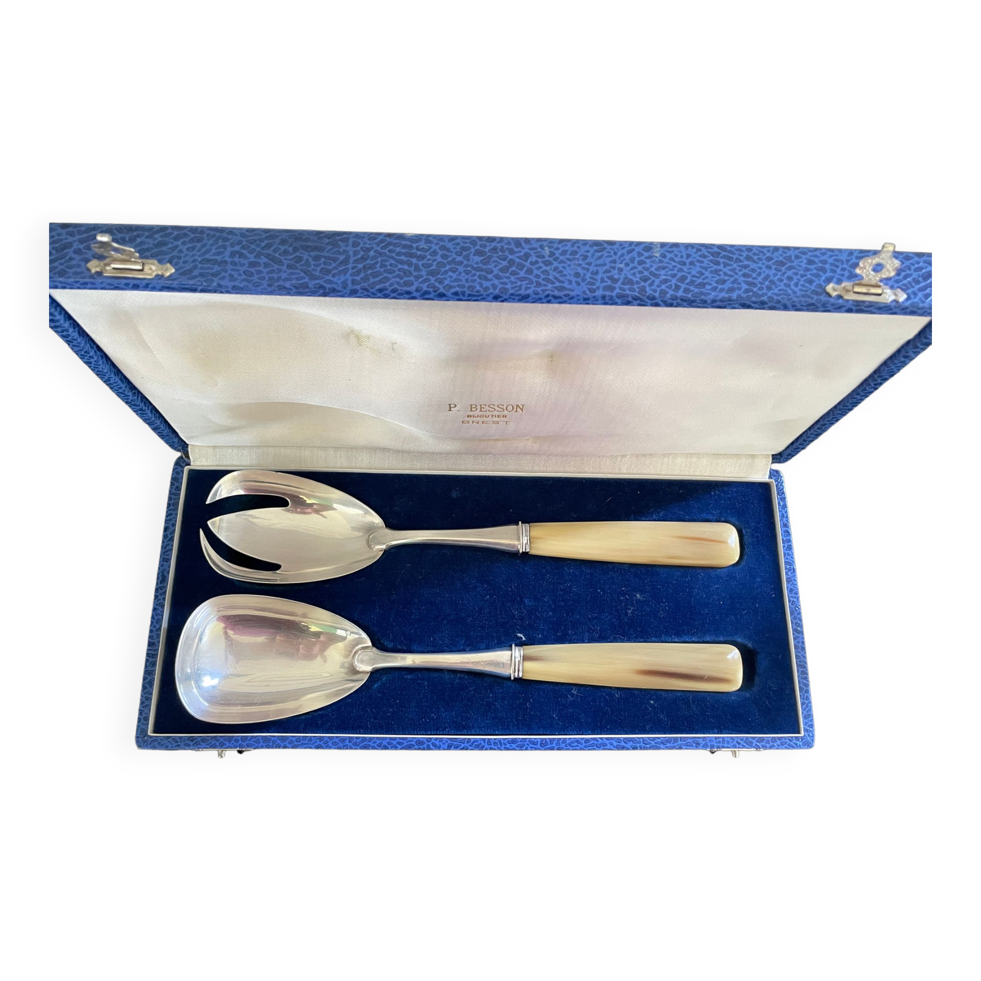 Cutlery to serve silver metal and horn