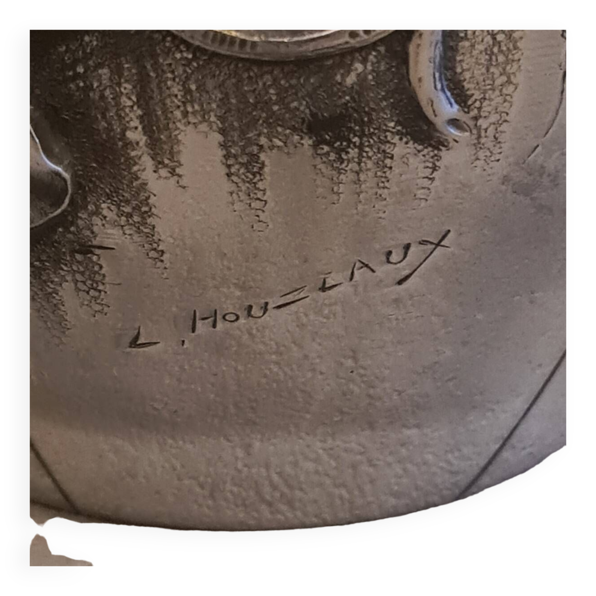 French Art Deco Pewter Vase By Lucien Houzeaux from the 1920s.