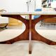 Marble coffee table and rosewood by Hugues Poignant